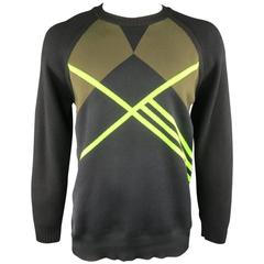 Y-3 by YOHJI YAMAMOTO Size L Black Olive & Green Geometric Striped Wool Sweater 5