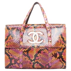 rare CHANEL 1990's Vintage orange pink glossy scale CC small flap bag