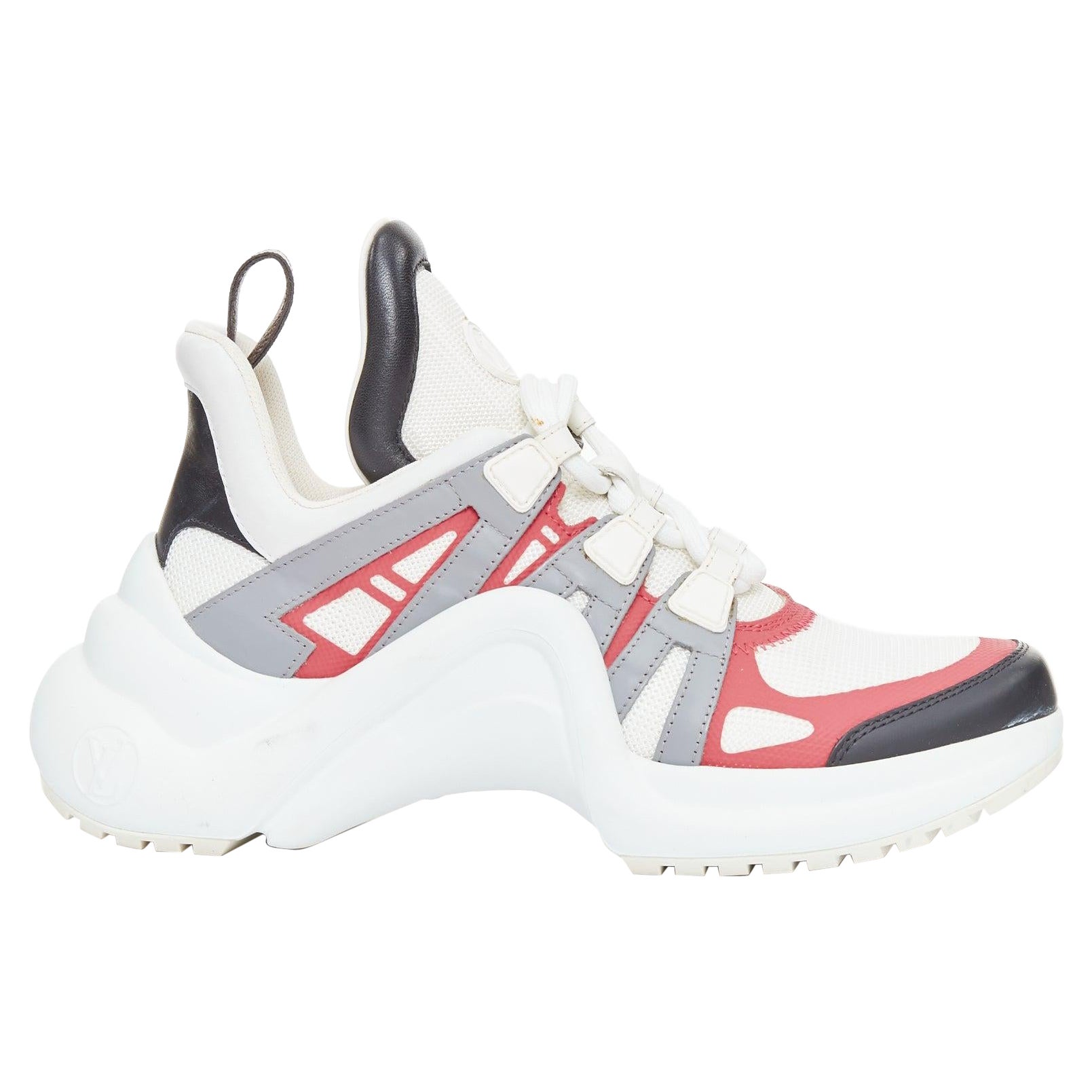 LOUIS VUITTON Archlight pink white leather mesh architectural sneakers EU37 en vente