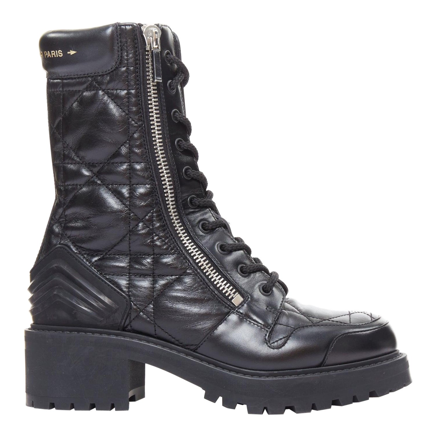 CHRISTIAN DIOR D-Leader black cannage quilted combat boots EU38 im Angebot