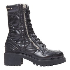 CHRISTIAN DIOR D-Leader black cannage quilted combat boots EU38