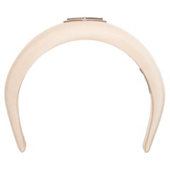 PRADA Triangle Metal Logo beige satin puffy Alice headband