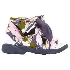 CHRISTIAN DIOR Raf Simons 2015 Brooklyn pink green scarf gladiator sandals EU38