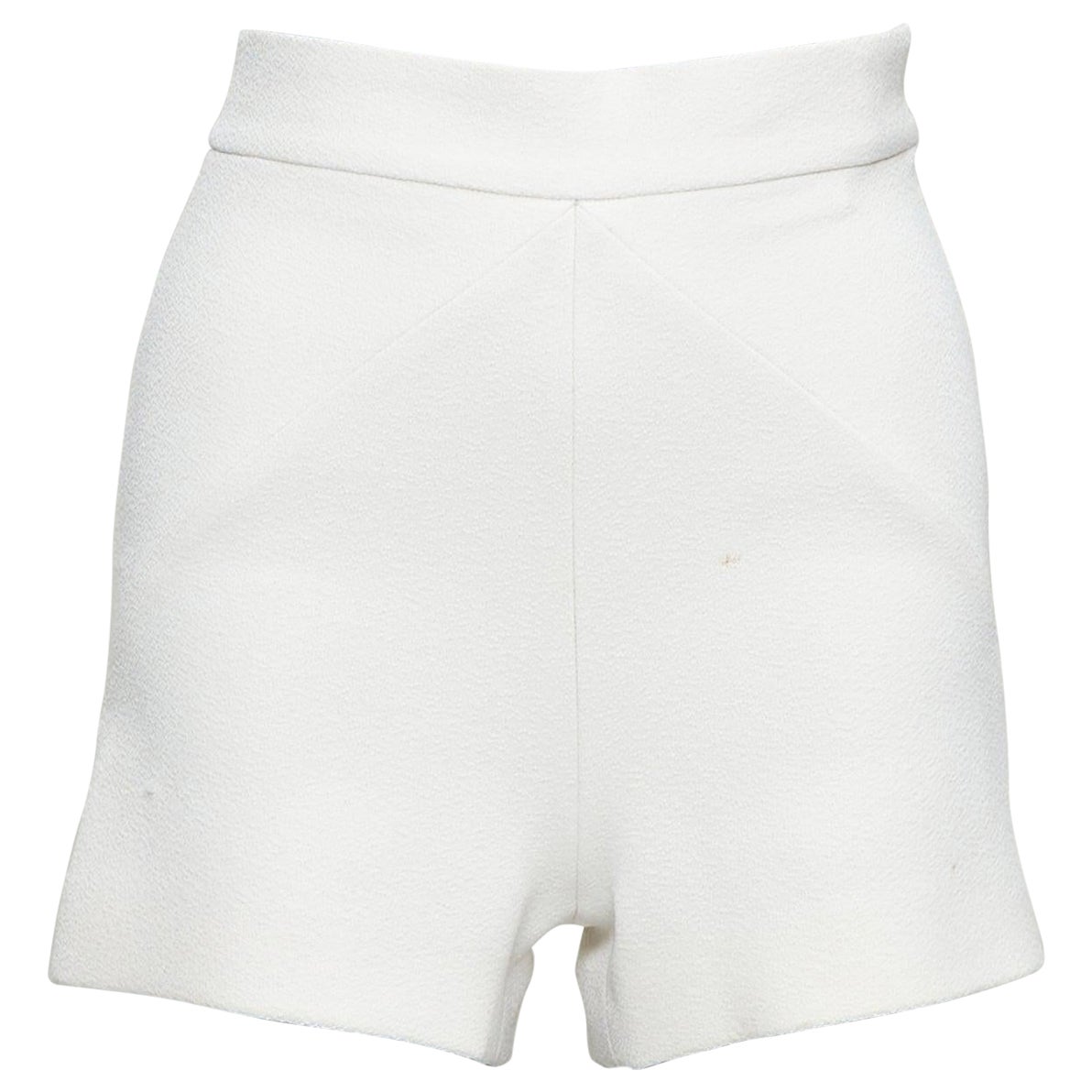 Balenciaga 2014 crema con pince diagonali plissettate sul retro mini shorts FR34 XS in vendita