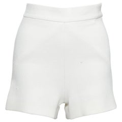 BALENCIAGA 2014 cream diagonal dart pleated back mini shorts FR34 XS