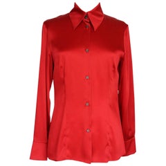 Gianfranco Ferre Top Jewel Chinese Red Blouse Unique Buttons 42 / 6