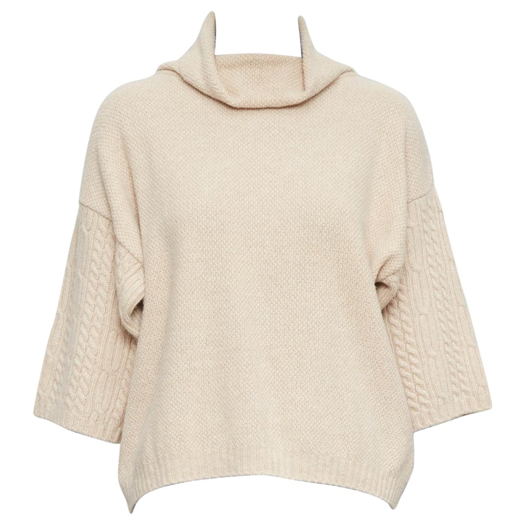 MAX MARA maglione beige in lana vergine e cachemire con maniche in maglia a filo S in vendita