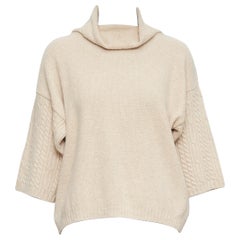 MAX MARA beige virgin wool cashmere cable knit sleeve sweater S