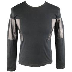 COMME des GARCONS Size S Black Coated Print Sides Long Sleeve T-shirt