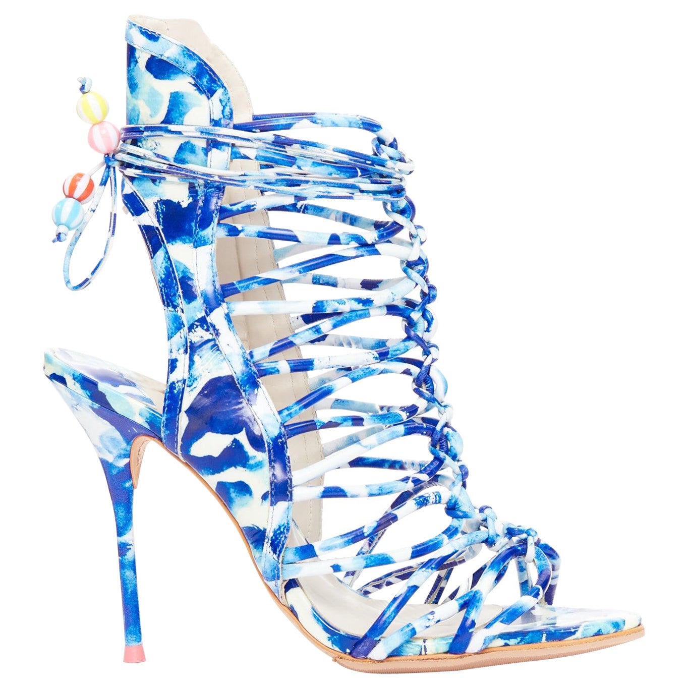 SOPHIA WEBSTER Lacey Oceana Cage blau bedruckt sctappy Absätze EU38 Zendaya im Angebot