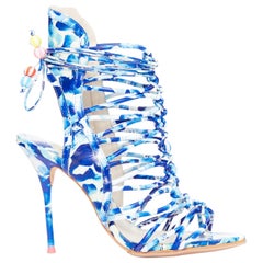 SOPHIA WEBSTER Lacey Oceana Cage blue printed sctappy heels EU38 Zendaya