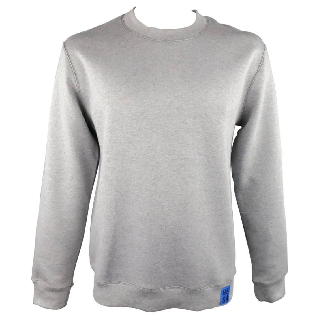 RAF SIMONS L Heather Grey Cotton Blend Neoprene ARCHIVES Pullover Sweatshirt
