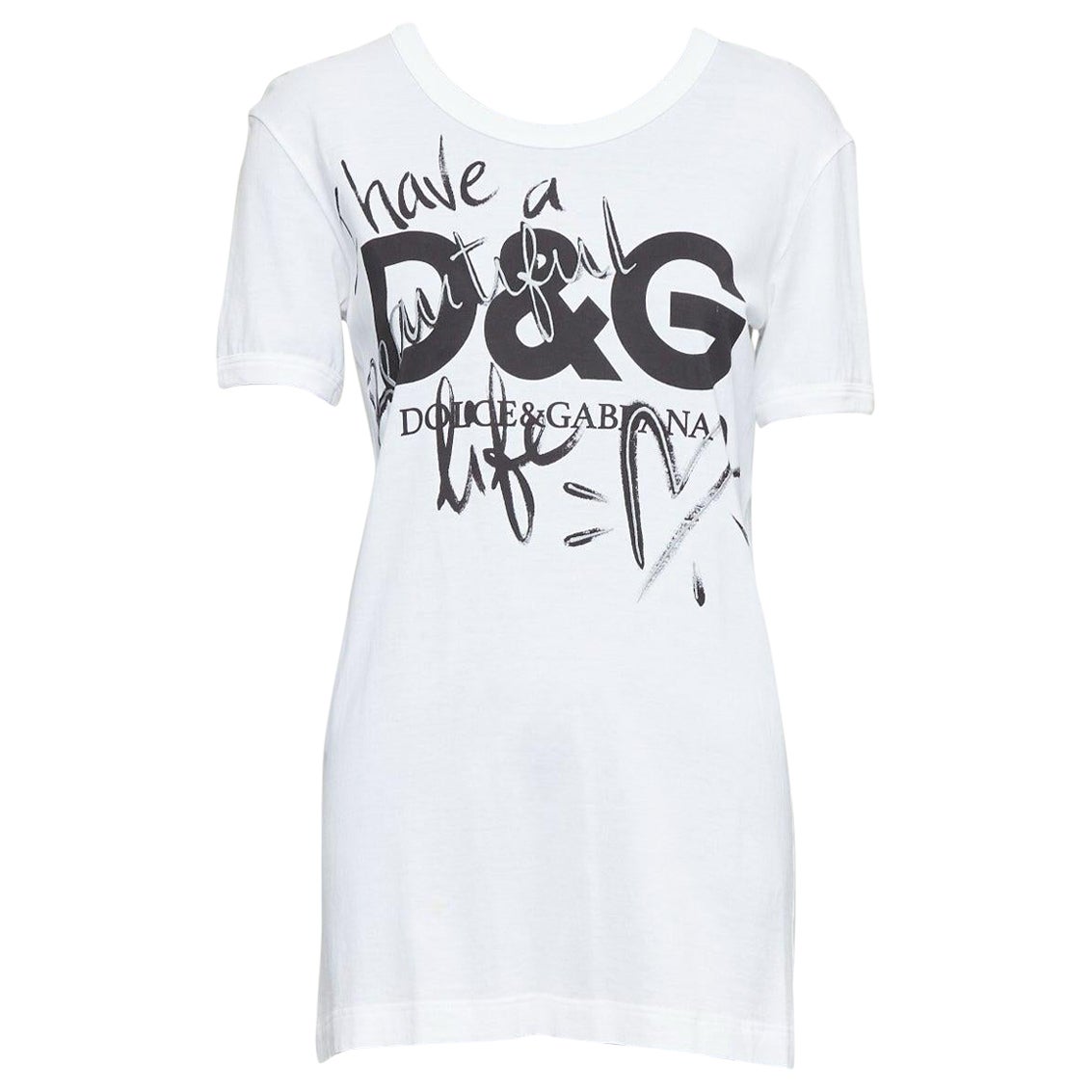 DOLCE GABBANA cotone bianco D&G by DOLCE & GABBANA stampa tshirt IT36 XS