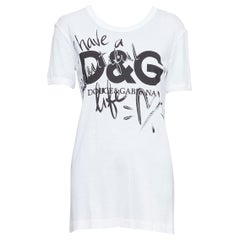 DOLCE GABBANA white cotton Beautiful D&G Life print tshirt IT36 XS