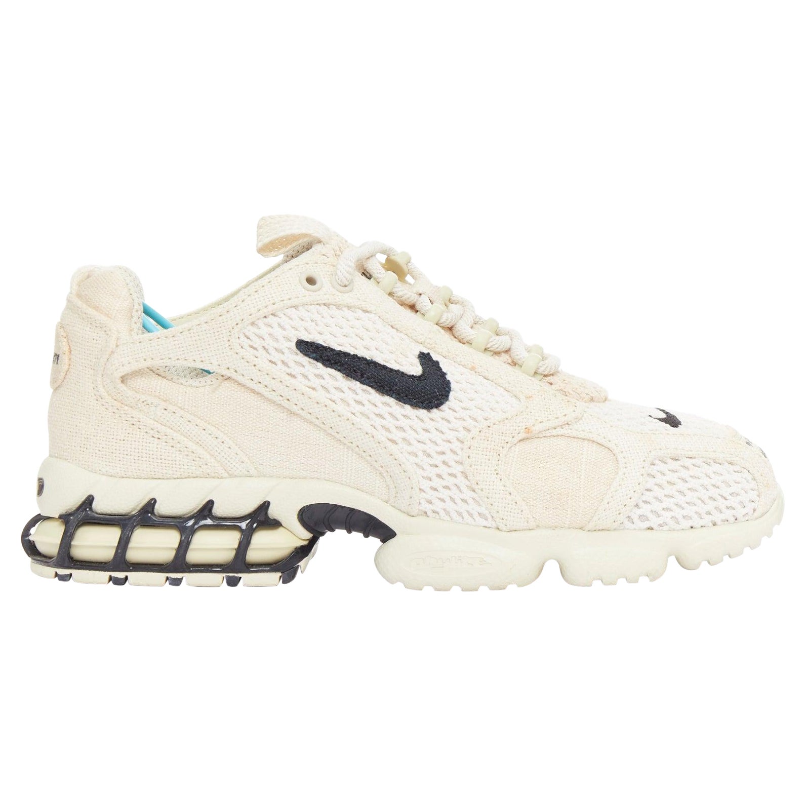 NIKE STUSSY Air Zoom Spiridon Cage 2 Beige fossile noir baskets US4 EU34 en vente