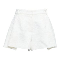 THE MANNEI cream floral cotton jacquard high waisted flare shorts IT36 XXS