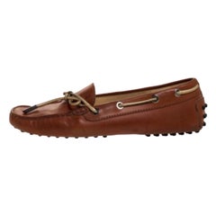 Tod's Brown Leather Bow Slip On Loafers Size 37.5