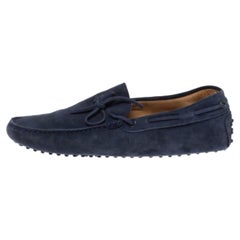Tod's Blue Suede Bow Driving Loafers Size 44