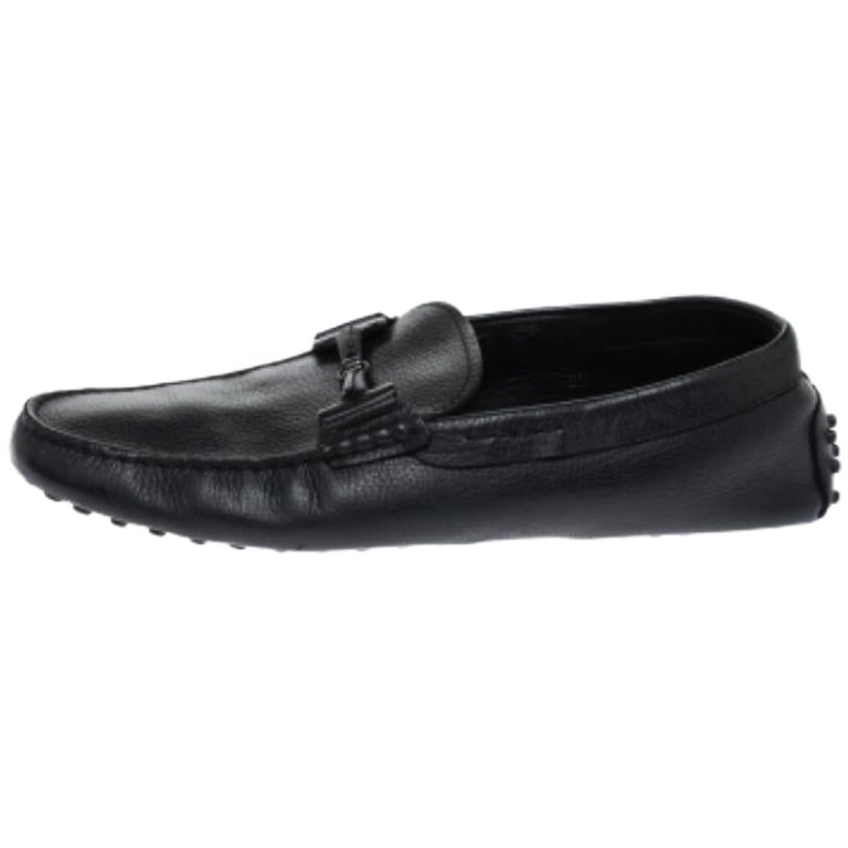 Tod's Black Leather Double T Slip On Loafers Size 42.5 For Sale