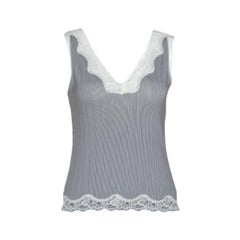 Joseph Monochrome Striped Knit Lace Trim Camisole Top XS