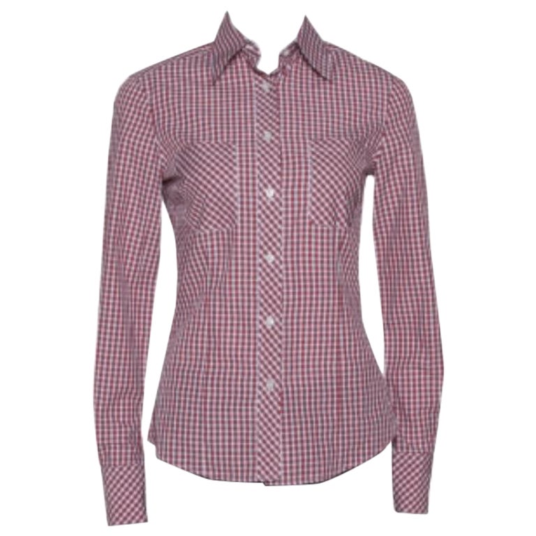 CH Carolina Herrera Red Checked Cotton Long Sleeve Shirt S For Sale