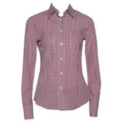 CH Carolina Herrera Red Checked Cotton Long Sleeve Shirt S