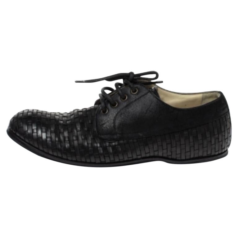 Dolce & Gabbana Black Woven Leather And Suede Lace Up Derby Size 42 For Sale