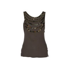 Joseph Olive Green Silk Sequin Embellished Sleeveless Top S