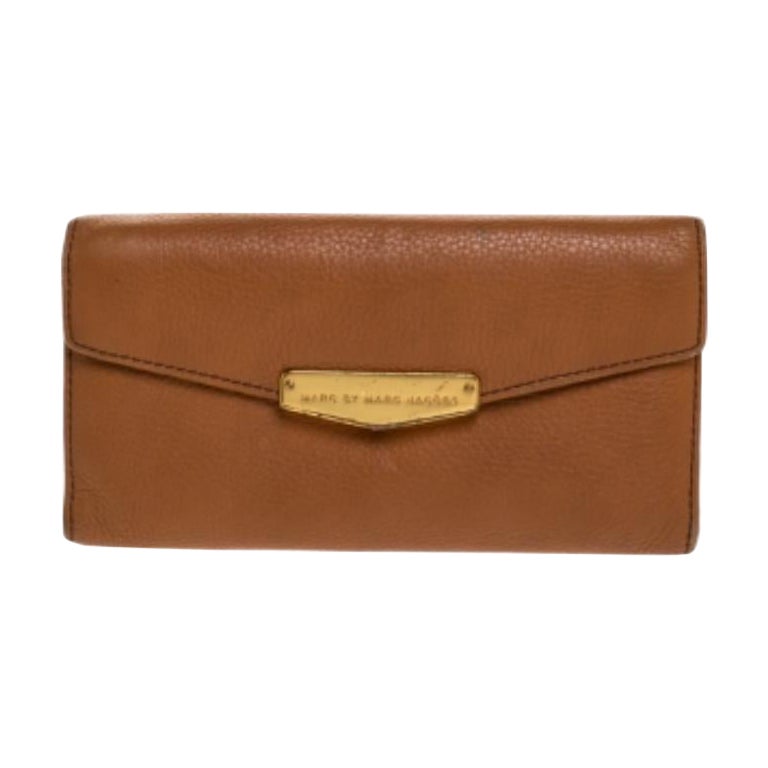 Marc by Marc Jacobs Tan Soft Leather Flap Trifold Continental Wallet For Sale