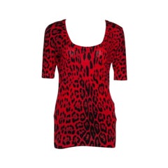 Dolce & Gabbana Red Leopard Pattern Wool Knit Jumper M