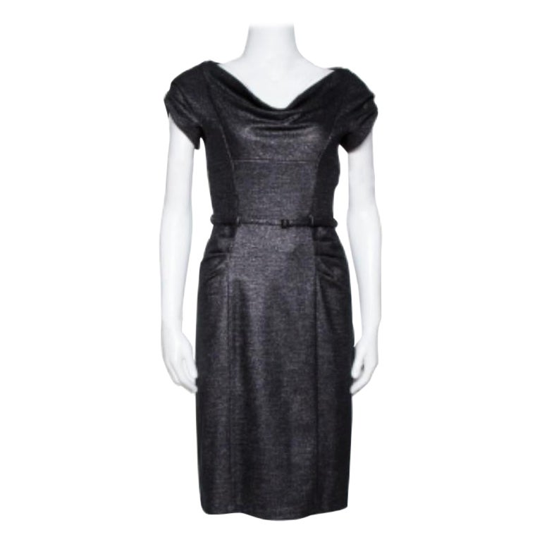 Diane von Furstenberg Black Lurex Wool Blend Ellen Marie Dress S For Sale