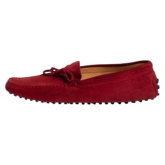 Tod's For Ferrari Red Suede Bow Slip On Loafers Size 40.5