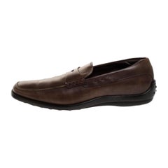Tod's Dark Brown Leather Penny Loafers Size 42