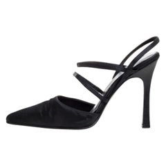 Gucci Black Satin Strappy Pointed Toe Sandals Size 35.5