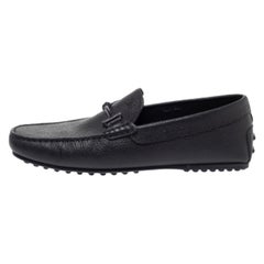 Tod's Navy Blue Leather Double T Slip On Loafers Size 40
