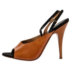 Giuseppe Zanotti For Vionnet Tan And Black Leather Slingback Sandals Size 37