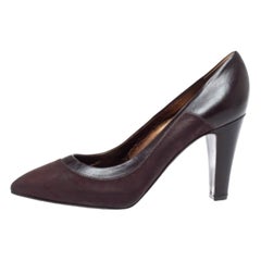 Sergio Rossi Brown Nubuck Leather Platform Pointed Toe Pumps Size 39.5