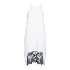 Just Cavalli White Crepe Lace Trim Sleeveless Shift Dress M