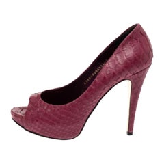 Gina Purple Python Peep Toe Platform Pumps Size 37