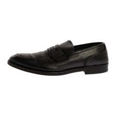 Salvatore Ferragamo Black Textured Leather Penny Loafers Size 44.5