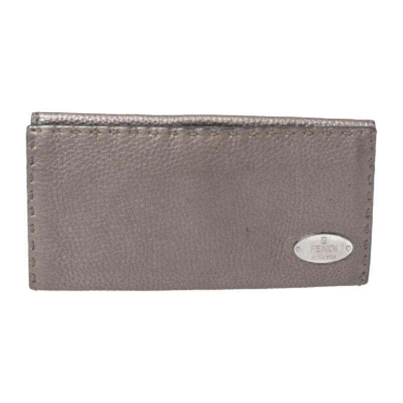 Fendi Metallic Selleria Leather Continental Wallet For Sale