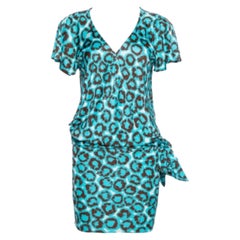 Diane Von Furstenberg Electric Blue Printed Jersey Hayley Wrap Dress M