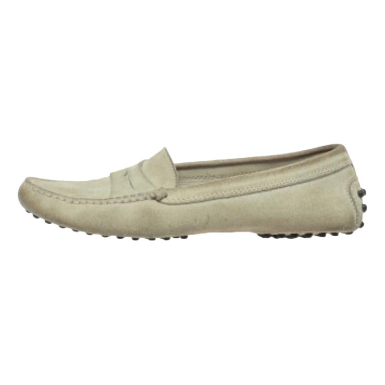 Tod's Grey Suede Penny Loafers Size 37 For Sale