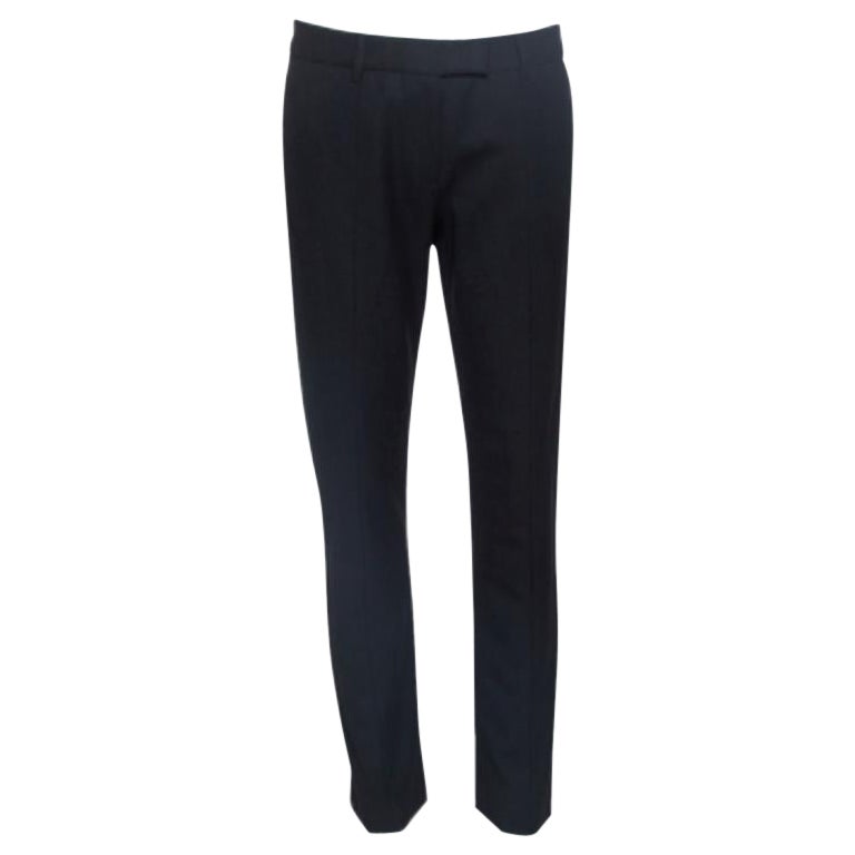 Prada Black Wool Tapered Trousers M For Sale