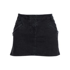 Pierre Balmain Dark Grey Washed Denim Mini Skirt M