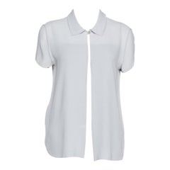 Giorgio Armani Grey Silk Crepe Open Front Blouse M