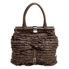 Valentino Taupe Leather Allure Ruffled Frame Bag