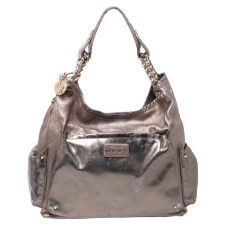 Versace Metallic Leather Pocket Shoulder Bag For Sale