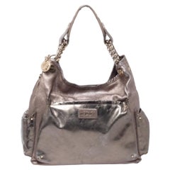 Versace Metallic Leather Pocket Shoulder Bag