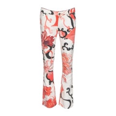 Just Cavalli Red Floral Print Cotton Flared Jeans M